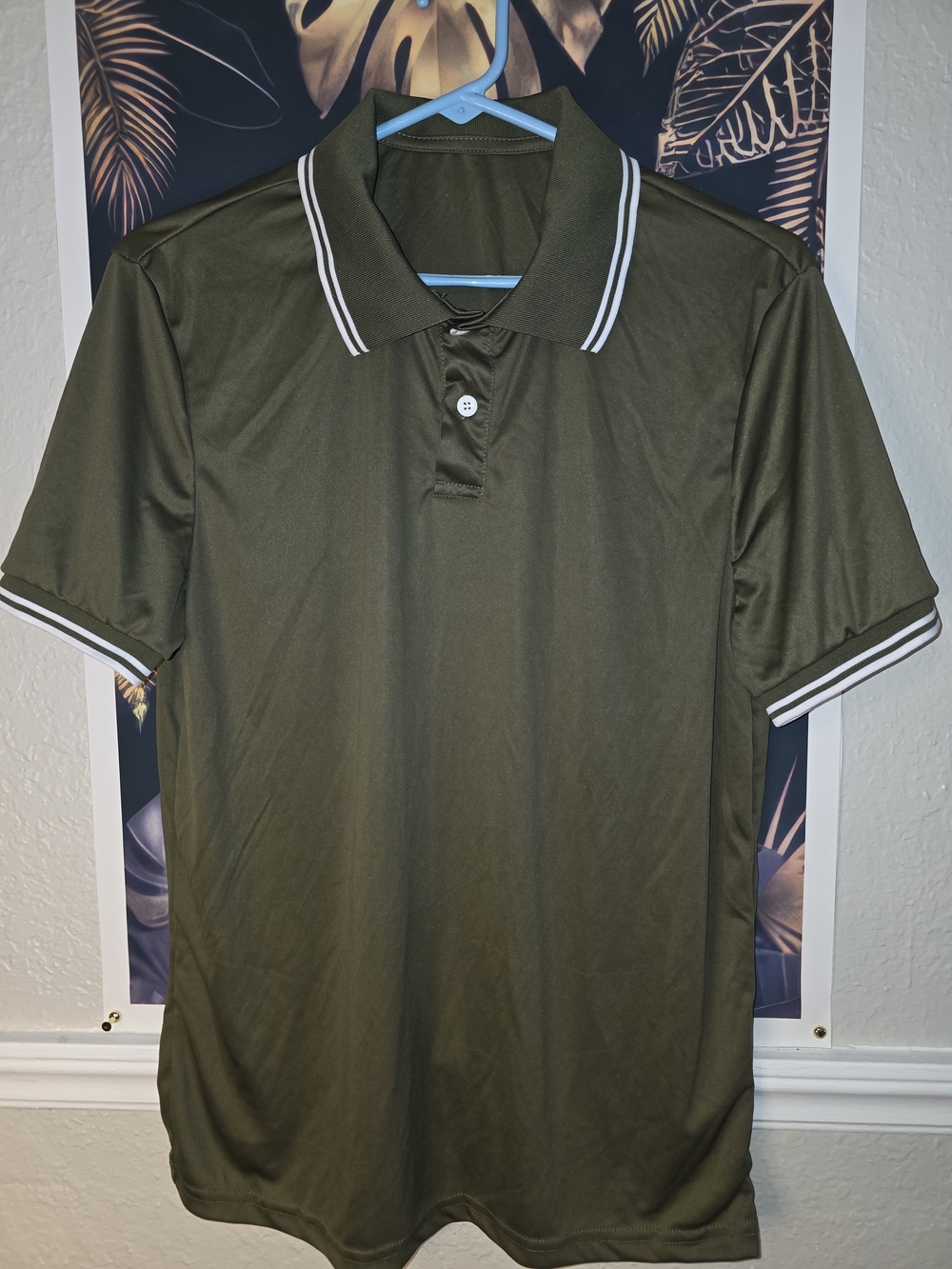 NFINITY Olive Green Polo with White Contrast Tipping